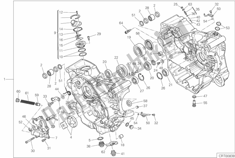 All parts for the 010 - Half-crankcases Pair of the Ducati Multistrada 950 USA 2019